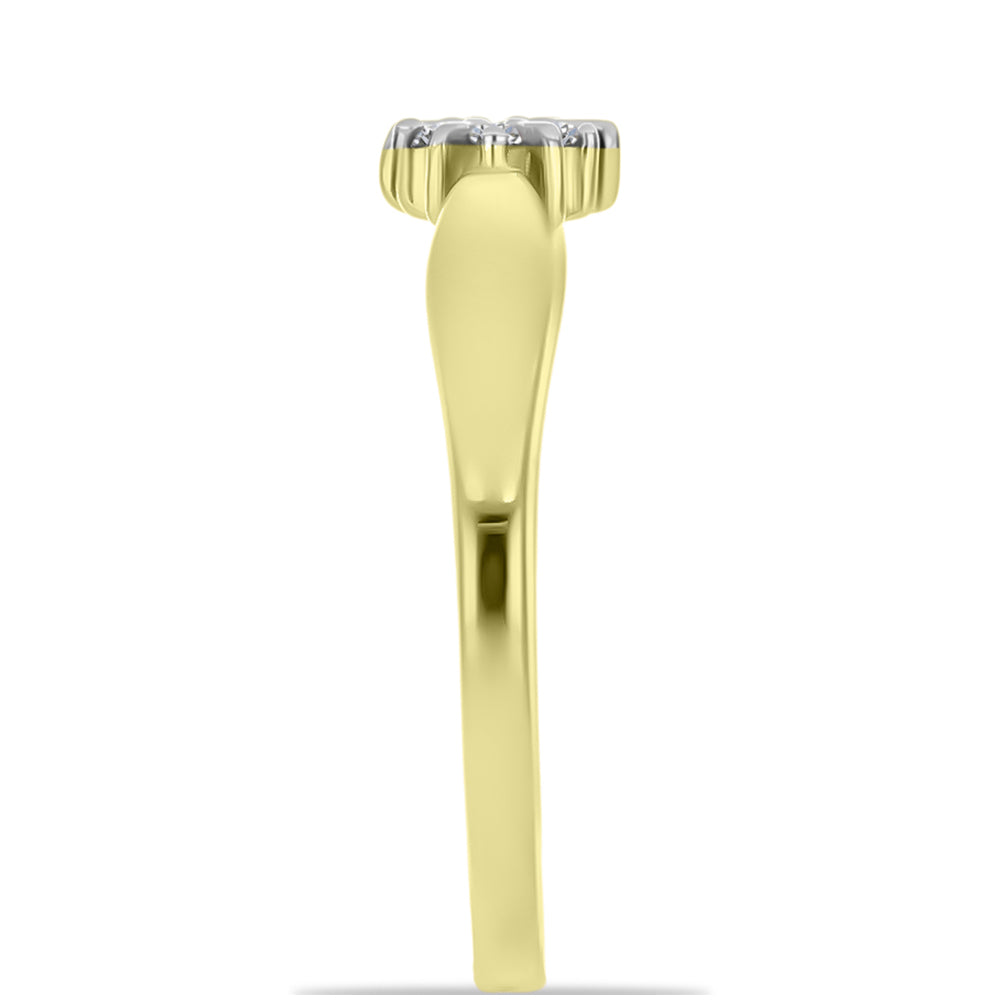 Anillo de Plata Bañada en Oro con Diamante blanco 8 