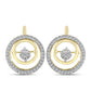 Pendientes de Plata Bañada en Oro con Diamante blanco y Zircón Blanco