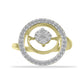 Anillo de Plata Bañada en Oro con Diamante blanco y Zircón Blanco