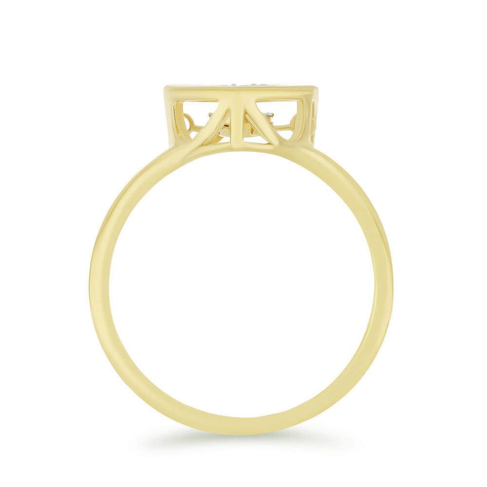 Anillo de Plata Bañada en Oro con Diamante blanco y Zircón Blanco