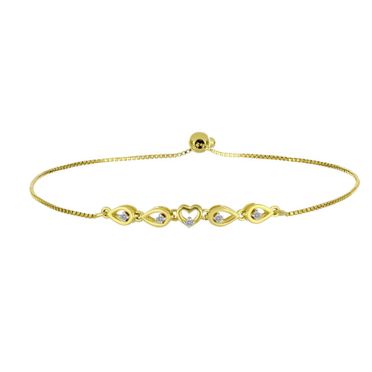 Pulsera de Plata Bañada en Oro con Diamante blanco