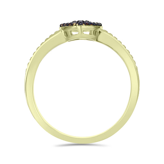 Anillo de Plata Bañada en Oro con Diamante Azul