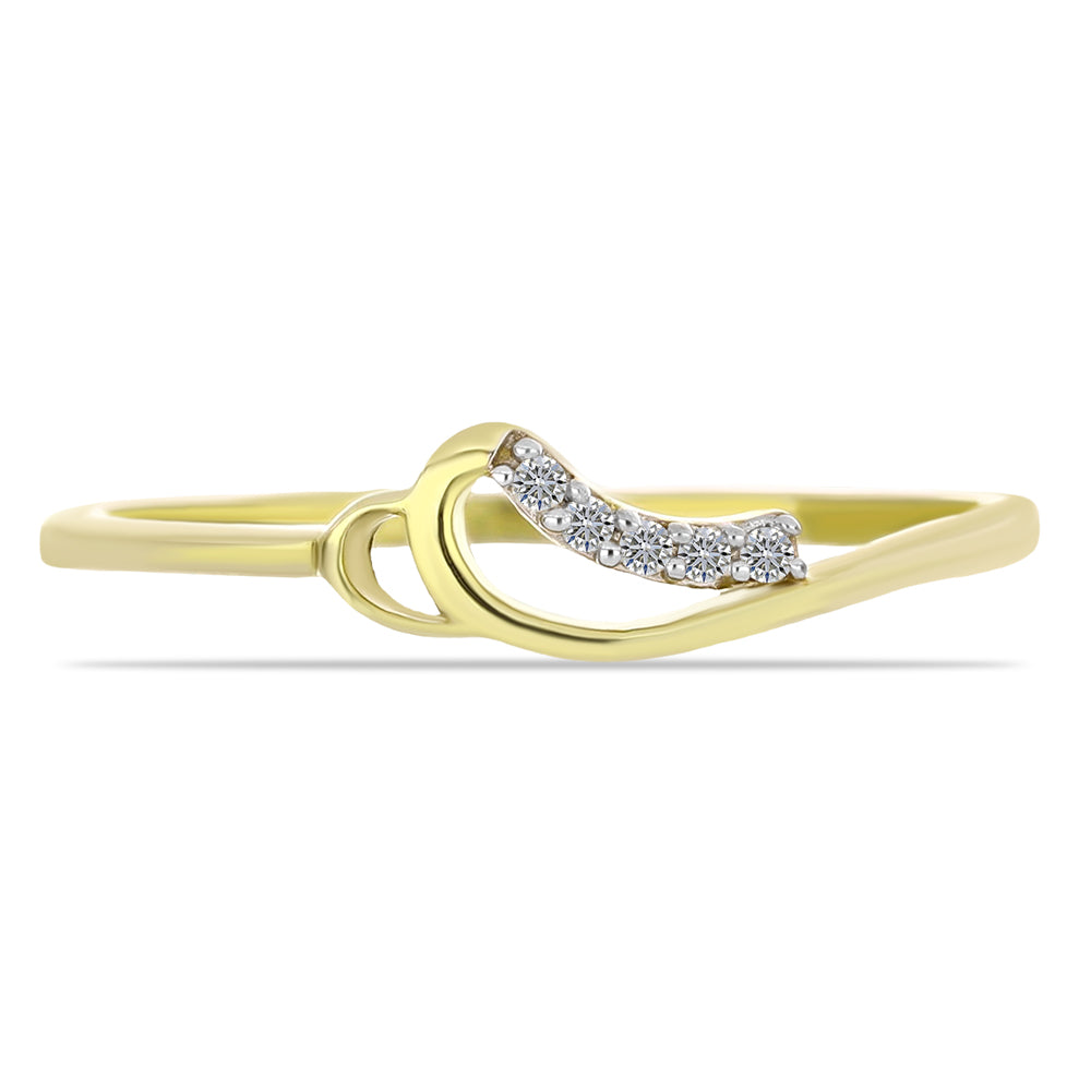 Anillo de Plata Bañada en Oro con Diamante blanco 1 