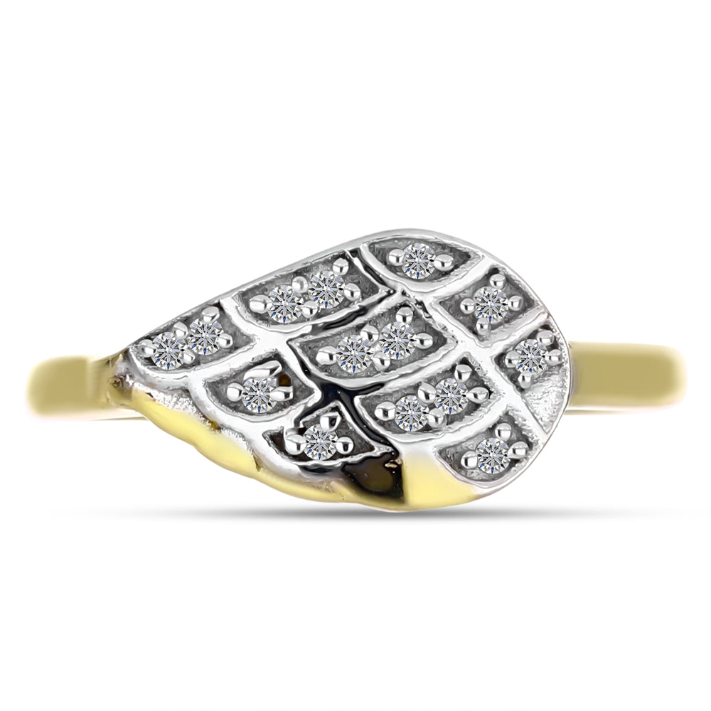 Anillo de Plata Bañada en Oro con Diamante blanco