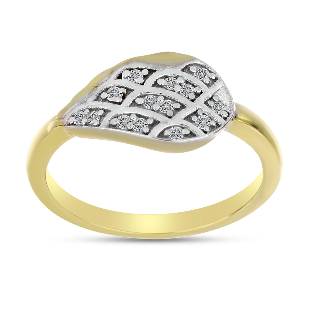 Anillo de Plata Bañada en Oro con Diamante blanco 3 