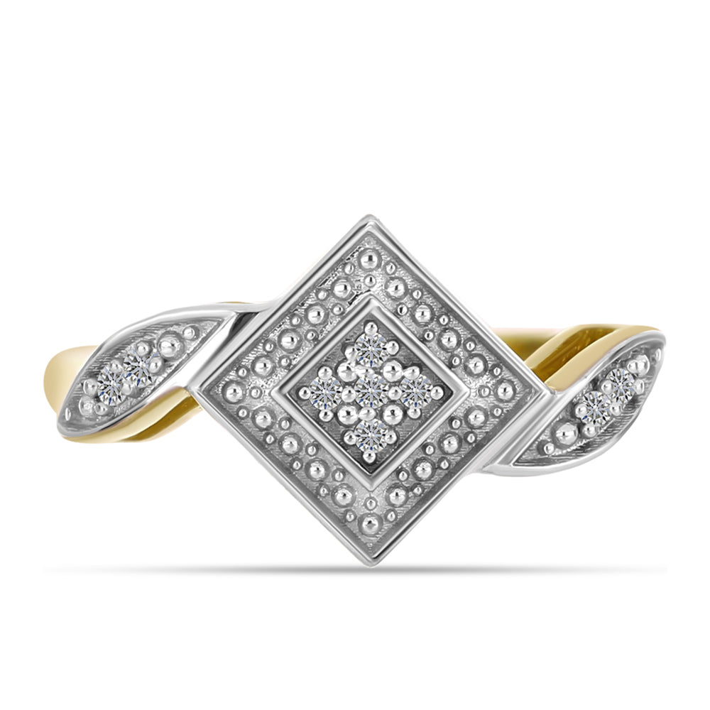 Anillo de Plata Bañada en Oro con Diamante blanco 5 