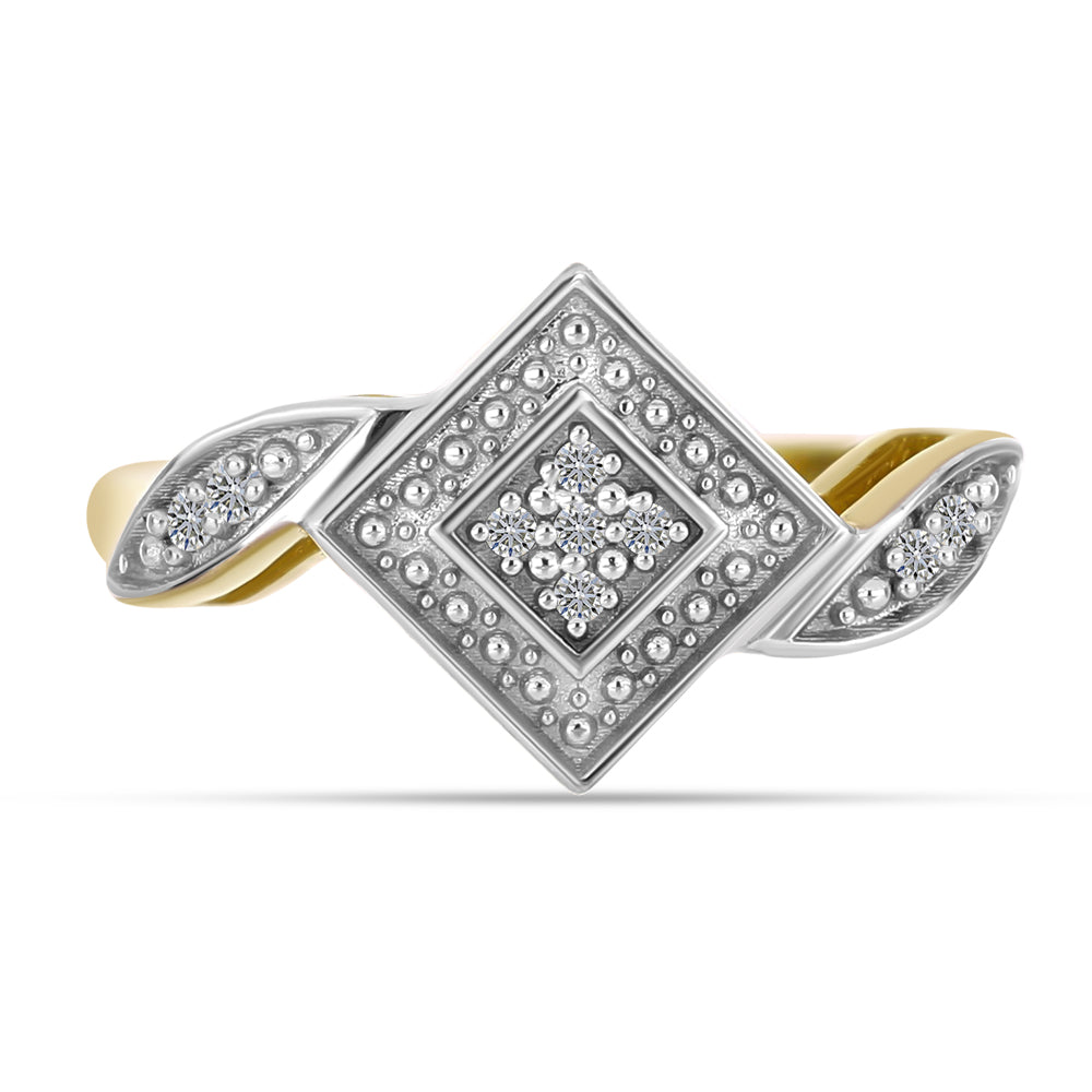 Anillo de Plata Bañada en Oro con Diamante blanco 1 