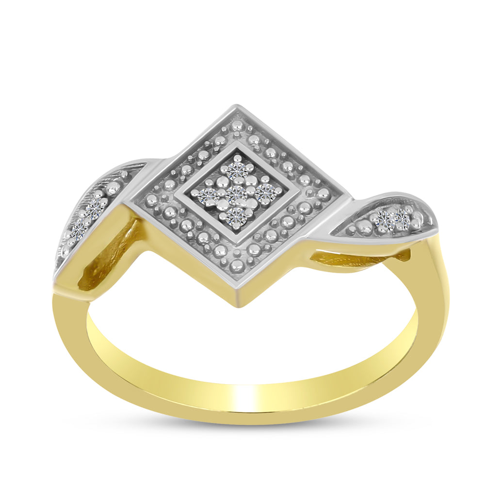 Anillo de Plata Bañada en Oro con Diamante blanco 3 