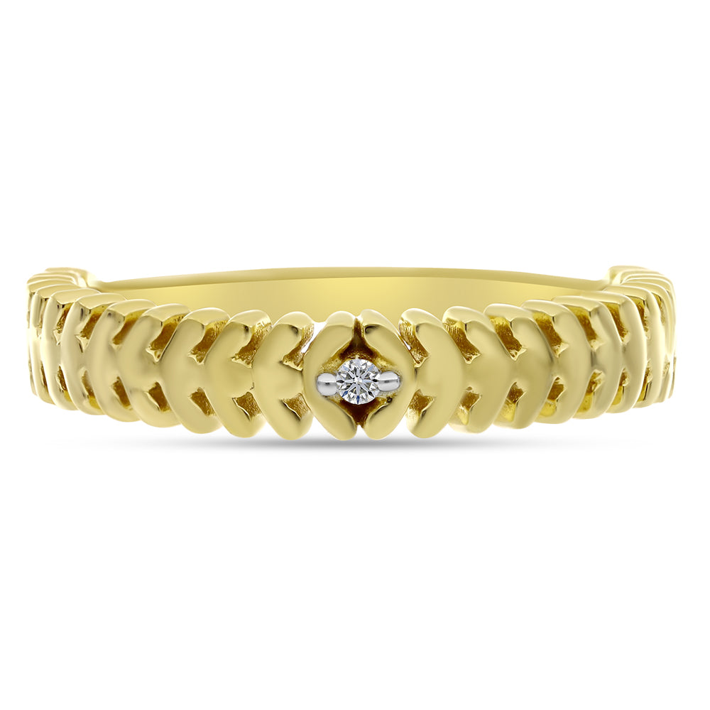 Anillo de Plata Bañada en Oro con Diamante blanco 1 