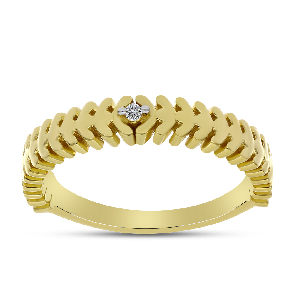 Anillo de Plata Bañada en Oro con Diamante blanco 3 