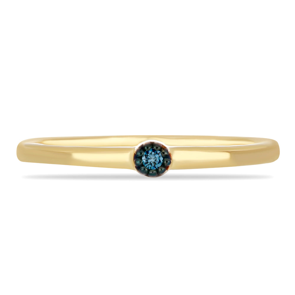 Anillo de Plata Bañada en Oro con Diamante Azul 1 