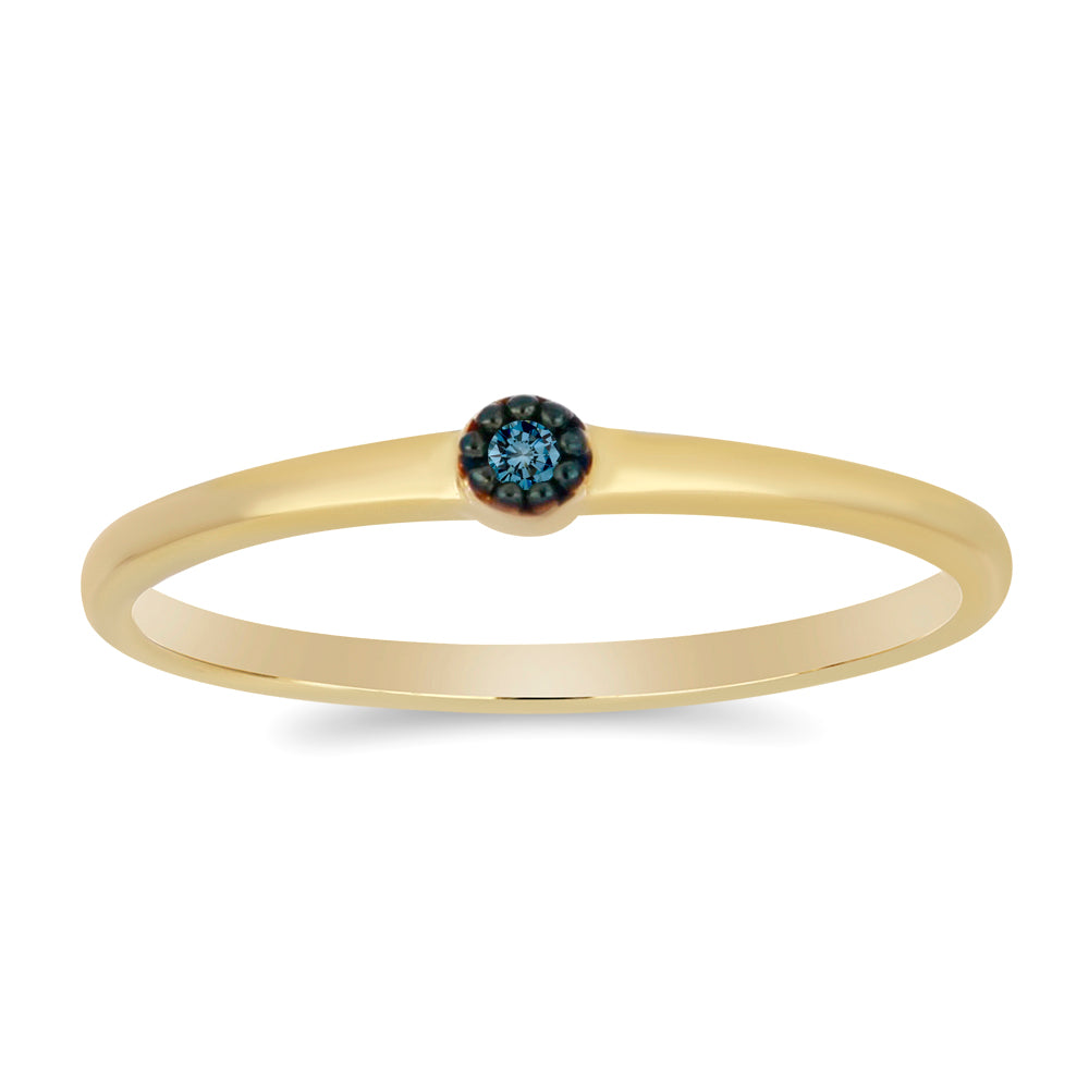 Anillo de Plata Bañada en Oro con Diamante Azul 3 