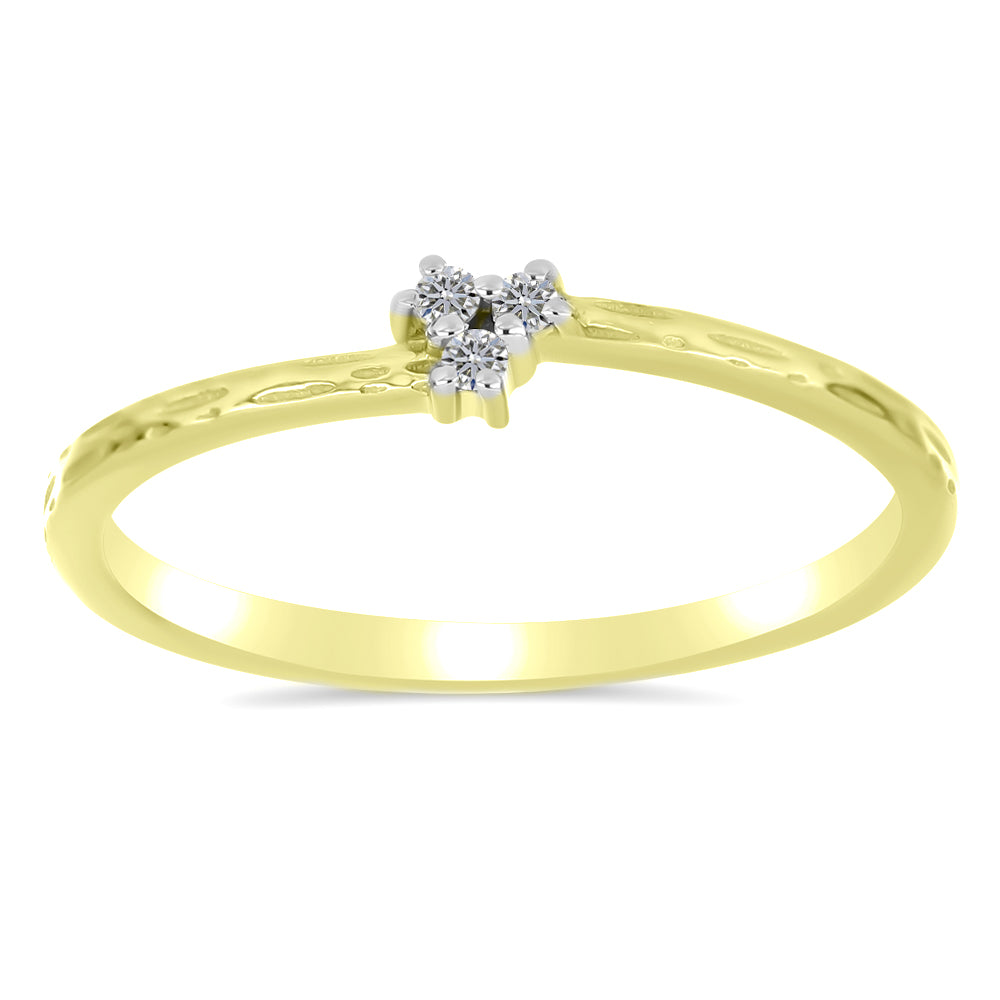 Anillo de Plata Bañada en Oro con Diamante blanco