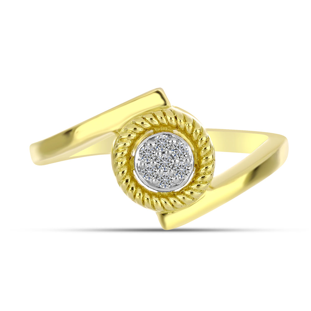Anillo de Plata Bañada en Oro con Diamante blanco 1 