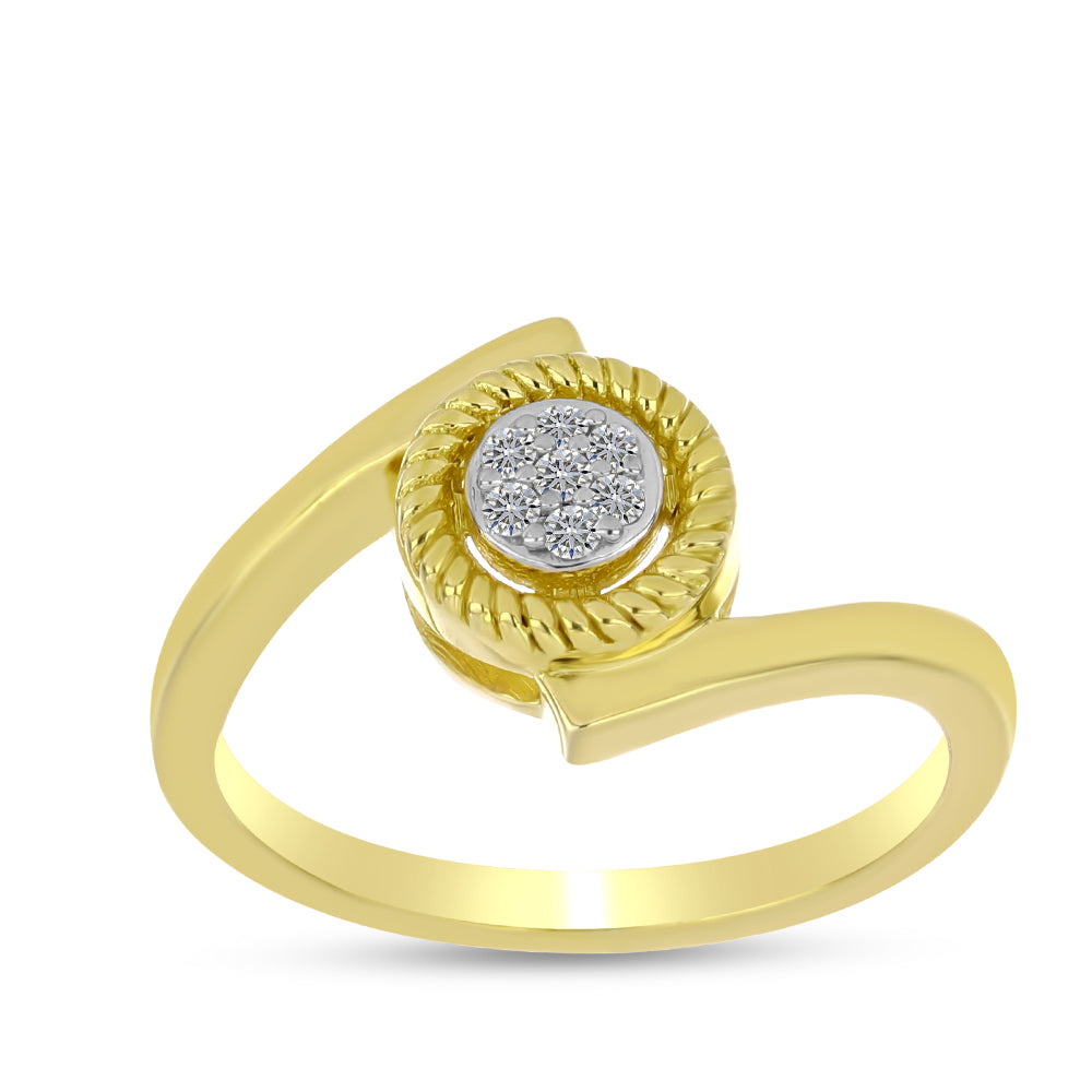 Anillo de Plata Bañada en Oro con Diamante blanco