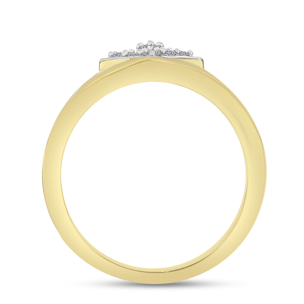 Anillo de Plata Bañada en Oro con Diamante blanco 2 