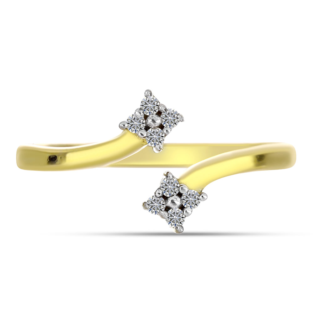 Anillo de Plata Bañada en Oro con Diamante blanco