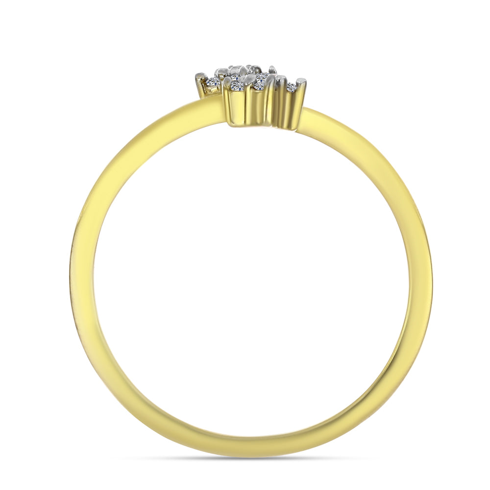 Anillo de Plata Bañada en Oro con Diamante blanco 2 