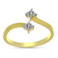 Anillo de Plata Bañada en Oro con Diamante blanco