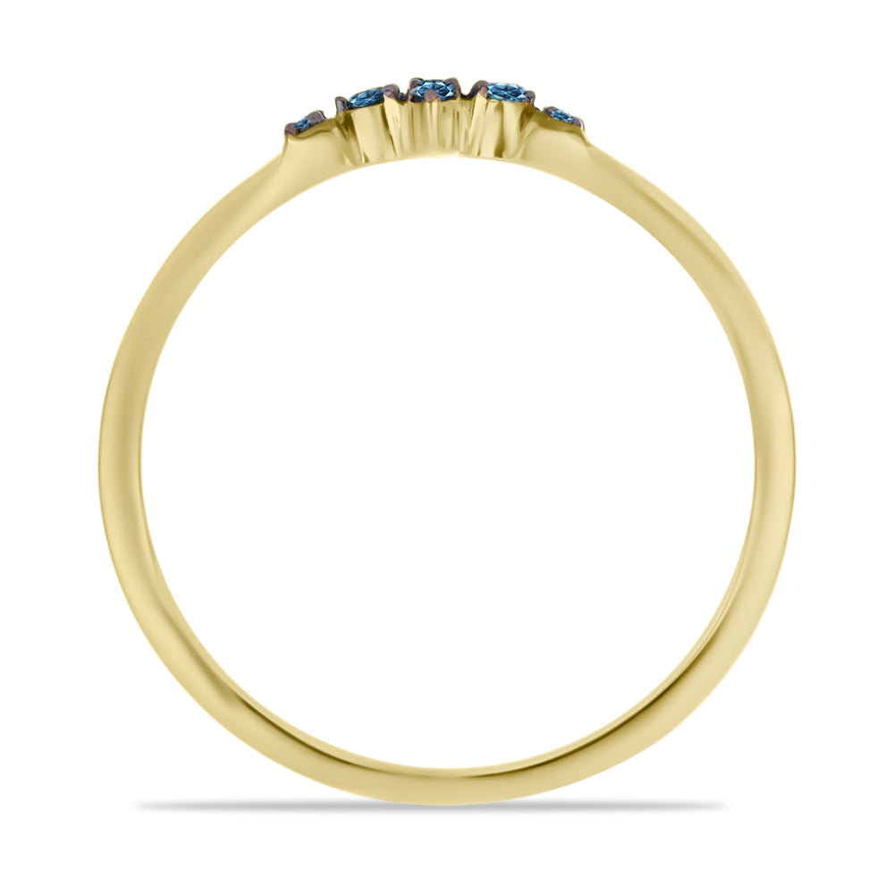 Anillo de Plata Bañada en Oro con Diamante Azul y Diamante blanco 2 