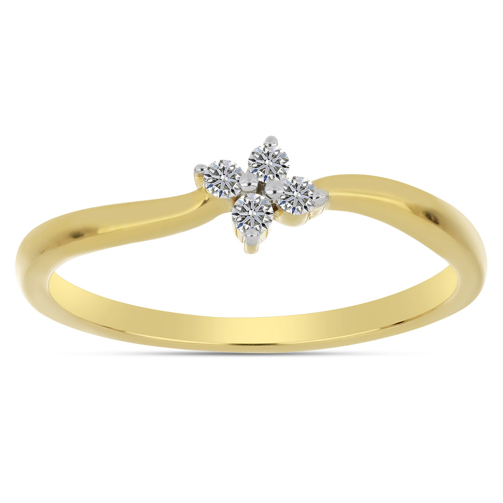 Anillo de Plata Bañada en Oro con Diamante blanco