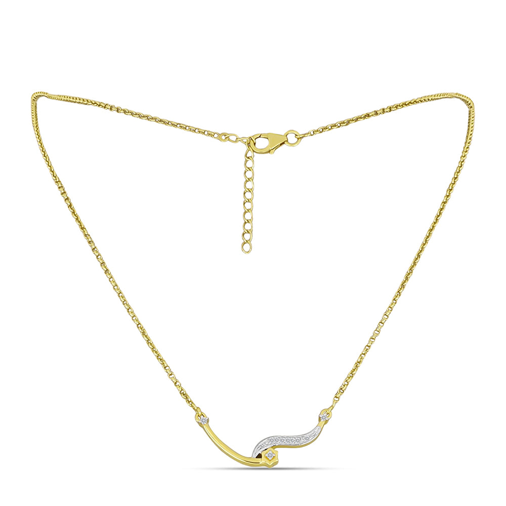 Collar de Plata Bañada en Oro con Diamante blanco 2 