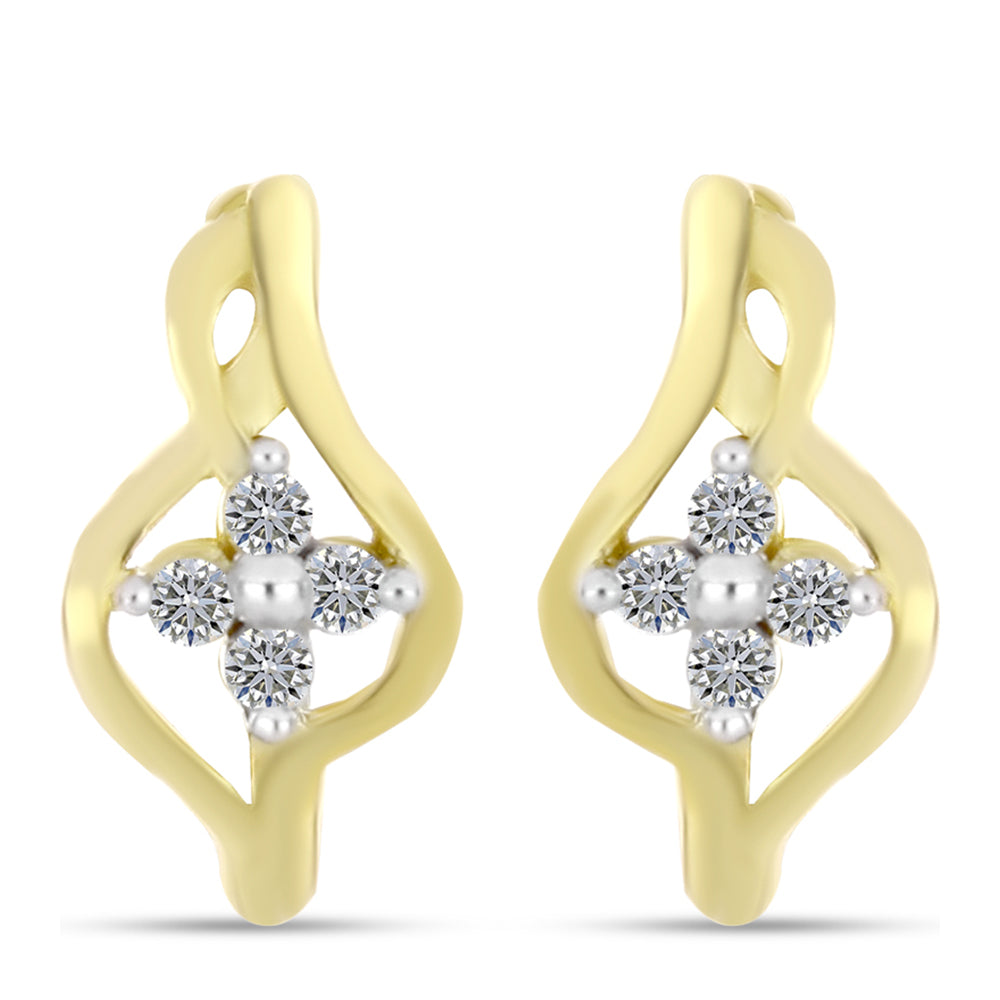 Pendientes de Plata Bañada en Oro con Diamante blanco 3 