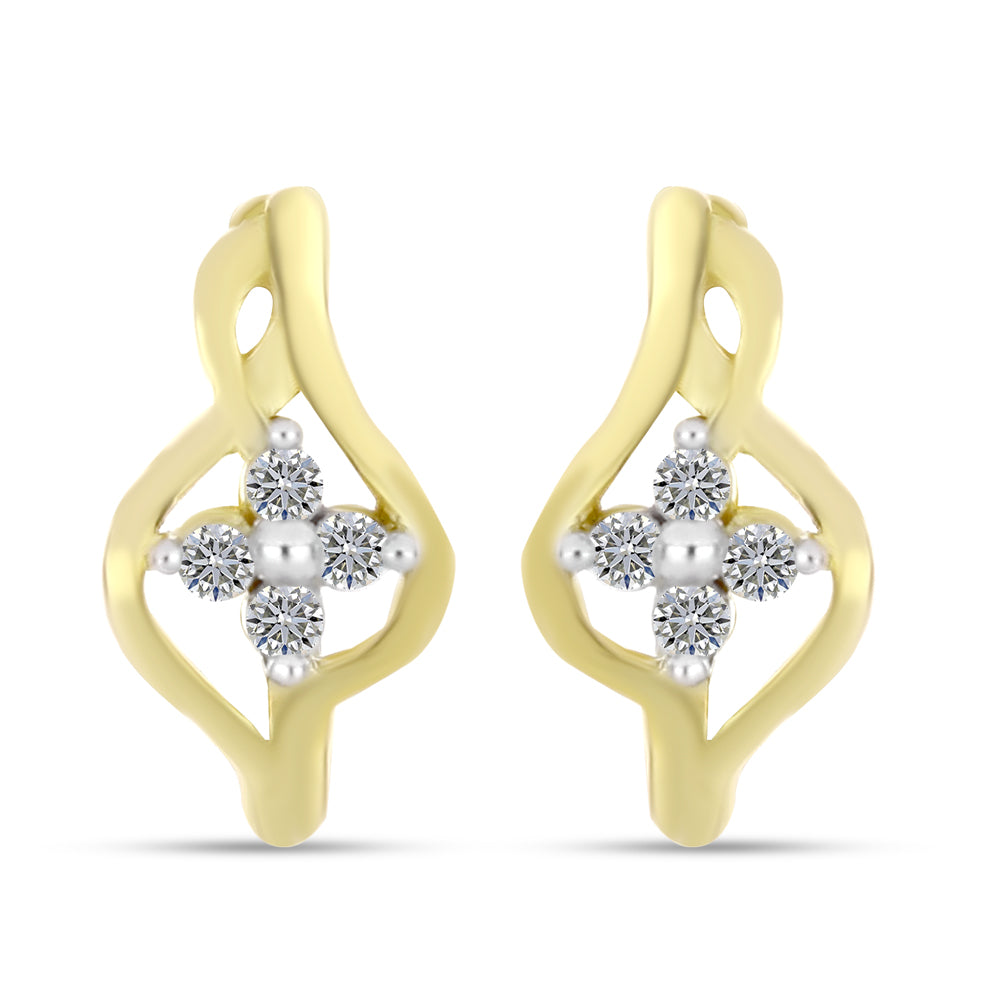 Pendientes de Plata Bañada en Oro con Diamante blanco 1 
