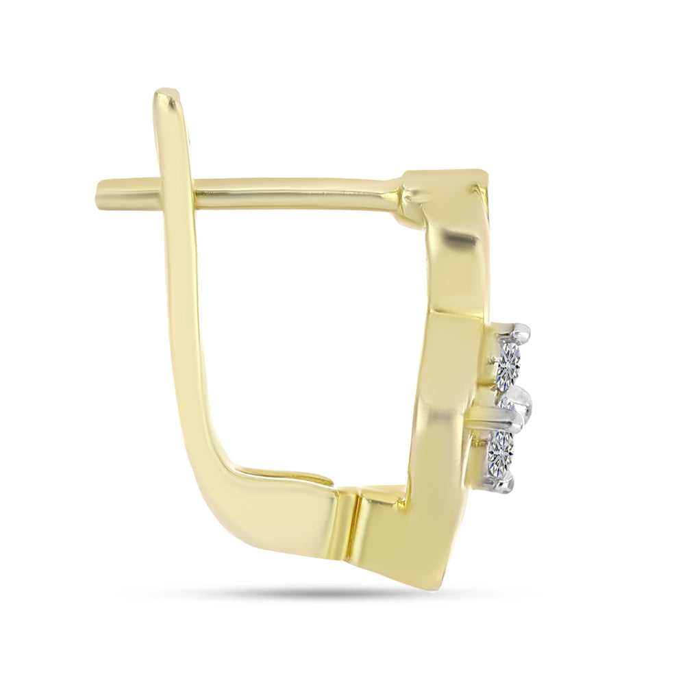 Pendientes de Plata Bañada en Oro con Diamante blanco 2 