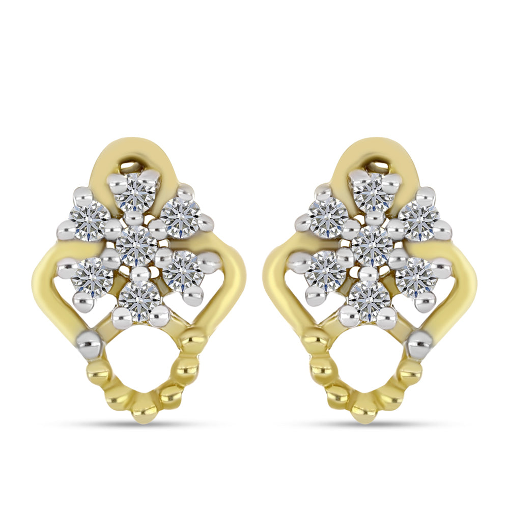 Pendientes de Plata Bañada en Oro con Diamante blanco