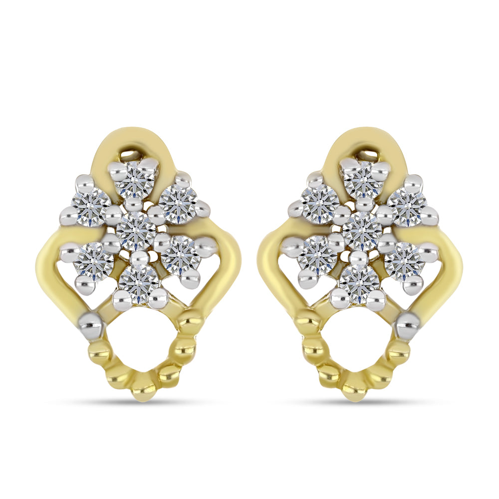 Pendientes de Plata Bañada en Oro con Diamante blanco