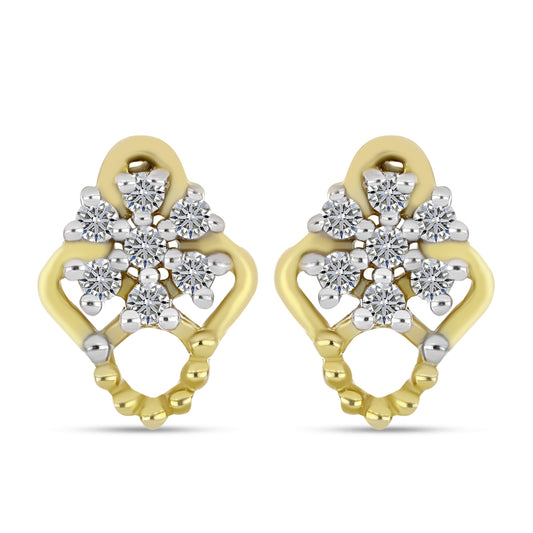 Pendientes de Plata Bañada en Oro con Diamante blanco