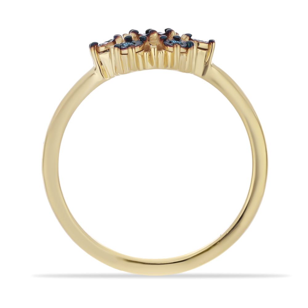 Anillo de Plata Bañada en Oro con Diamante Azul 2 