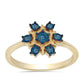 Anillo de Plata Bañada en Oro con Diamante Azul