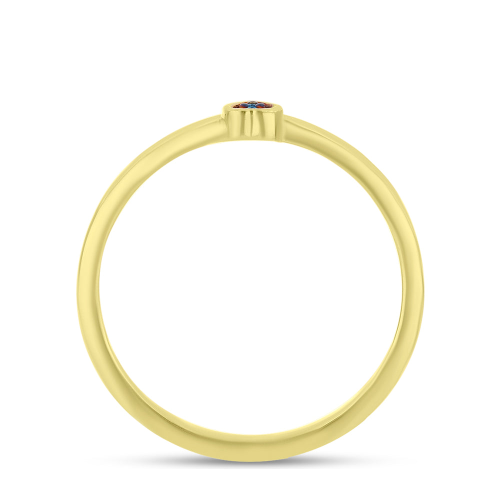 Anillo de Plata Bañada en Oro con Diamante Azul