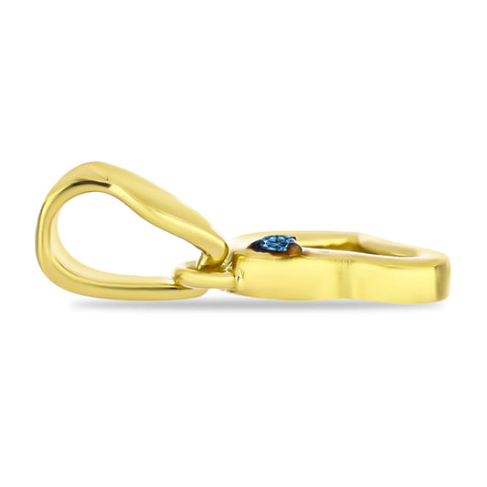 Colgante de Plata Bañada en Oro con Diamante Azul