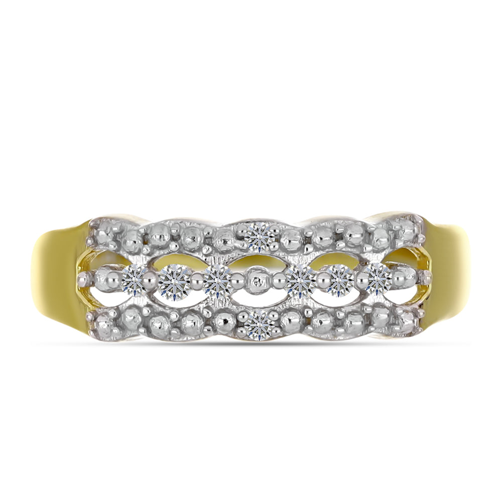 Anillo de Plata Bañada en Oro con Diamante blanco 5 