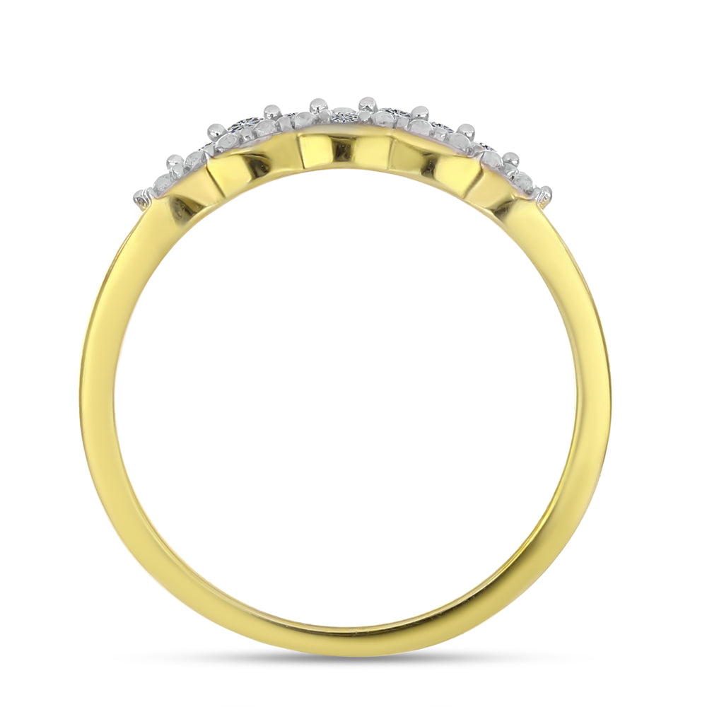 Anillo de Plata Bañada en Oro con Diamante blanco 2 
