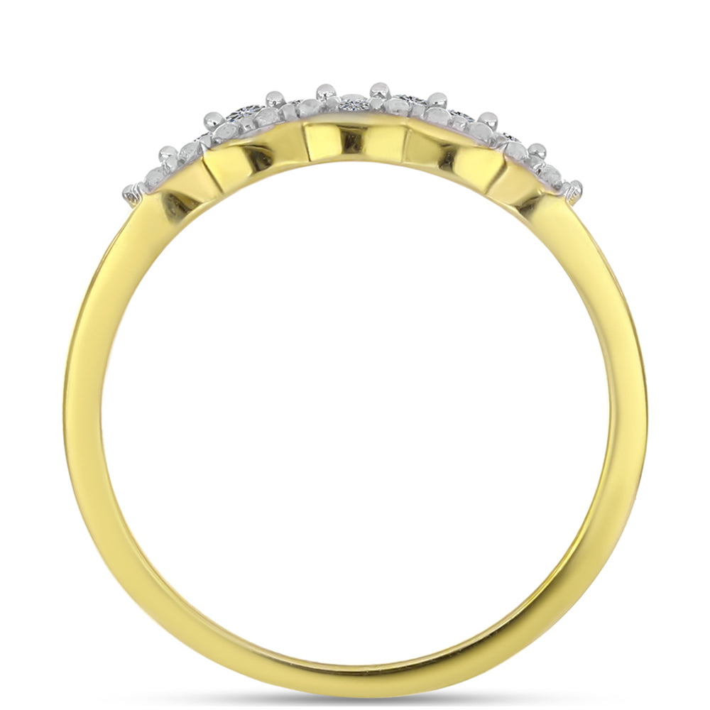 Anillo de Plata Bañada en Oro con Diamante blanco 6 