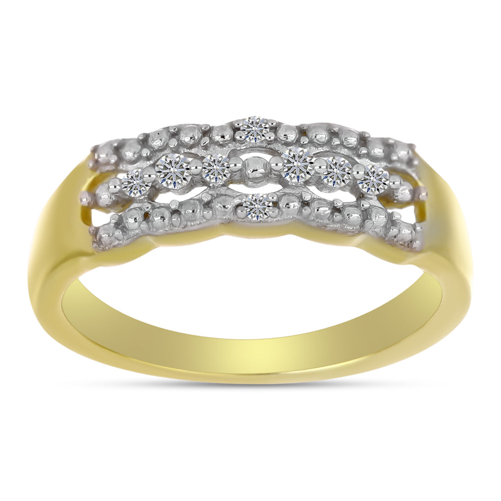 Anillo de Plata Bañada en Oro con Diamante blanco 3 