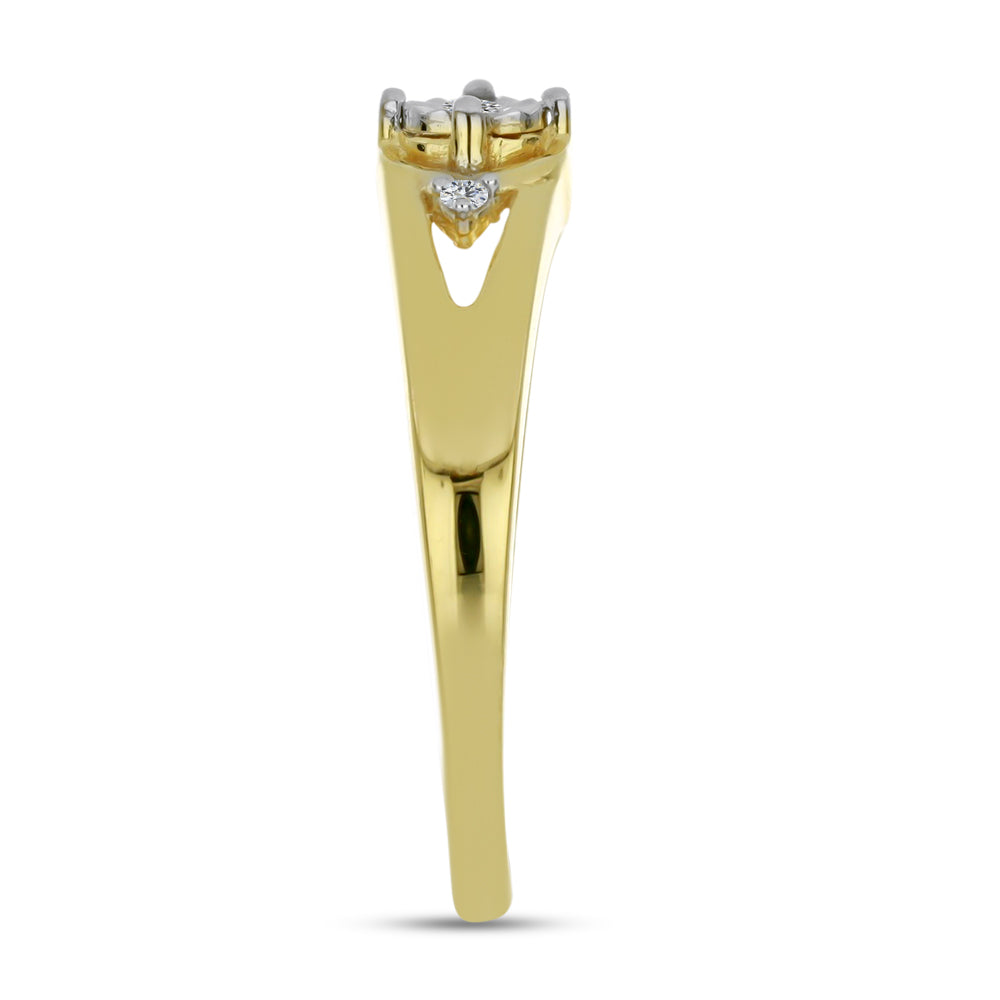 Anillo de Plata Bañada en Oro con Diamante blanco y Zircón Blanco 4 
