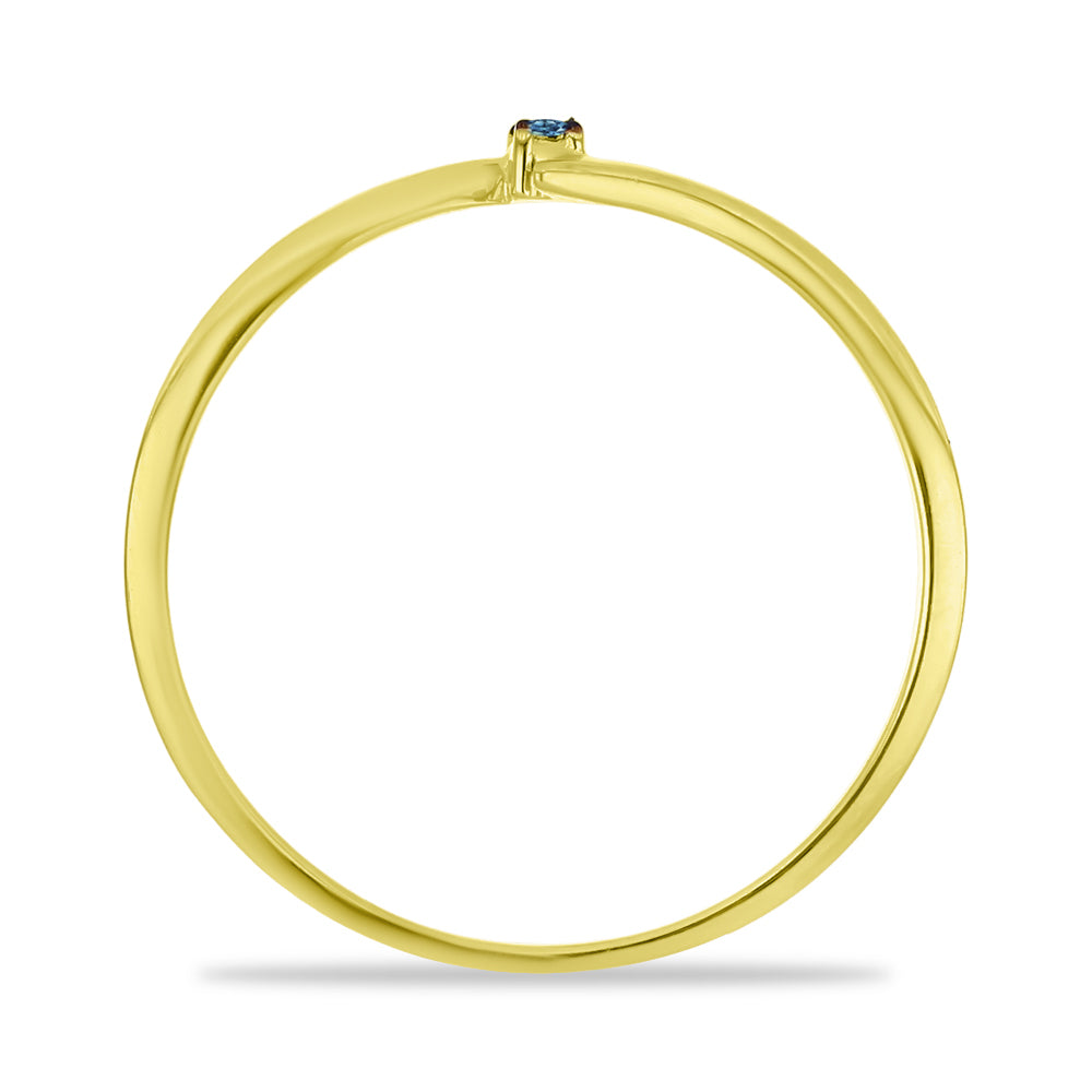 Anillo de Plata Bañada en Oro con Diamante Azul 2 