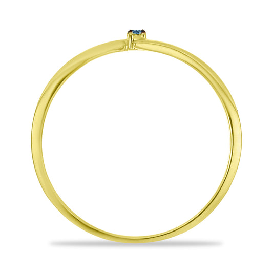 Anillo de Plata Bañada en Oro con Diamante Azul