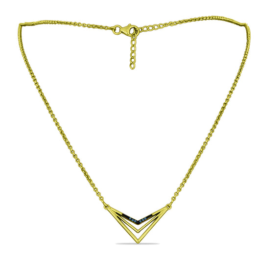 Collar de Plata Bañada en Oro con Diamante Azul