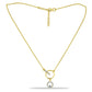 Collar de Plata Bañada en Oro con Diamante Azul y Zircón Blanco