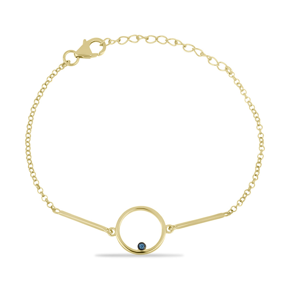 Pulsera de Plata Bañada en Oro con Diamante Azul