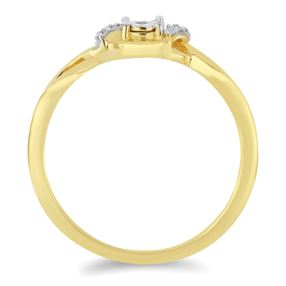 Anillo de Plata Bañada en Oro con Diamante blanco y Zircón Blanco 2 