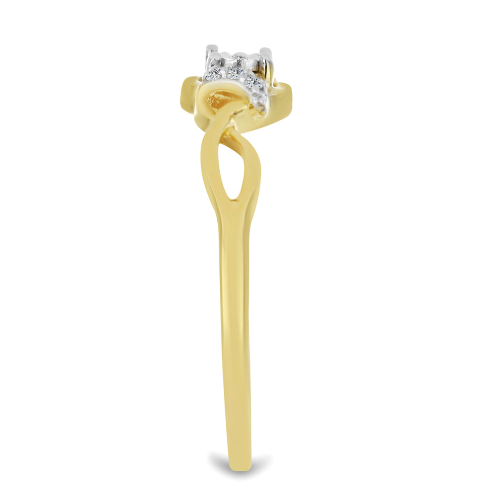 Anillo de Plata Bañada en Oro con Diamante blanco y Zircón Blanco 4 
