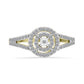 Anillo de Plata Bañada en Oro con Diamante blanco y Zircón Blanco