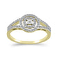 Anillo de Plata Bañada en Oro con Diamante blanco y Zircón Blanco